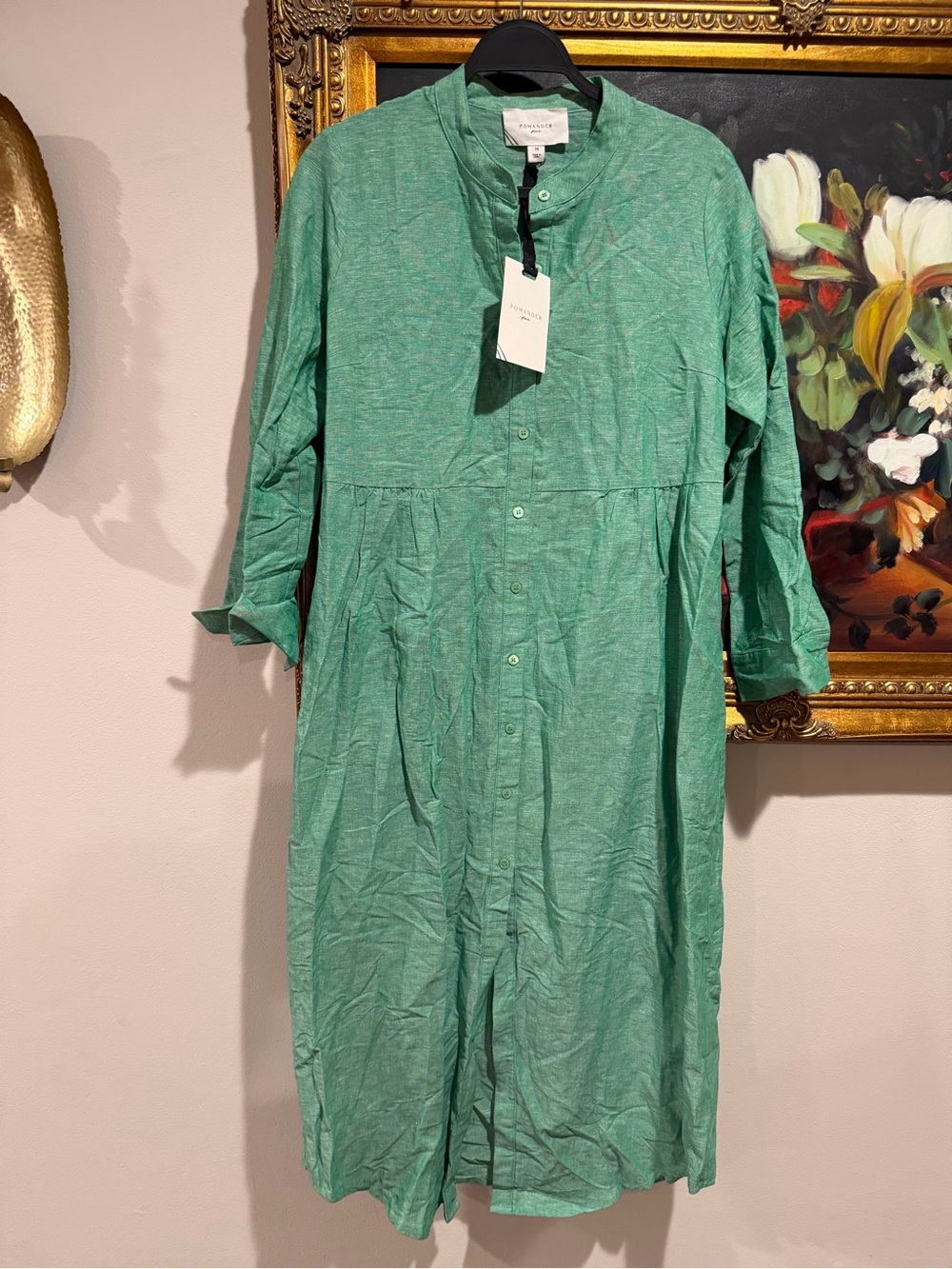 Pomander Place Green Long Button-Down Shirt